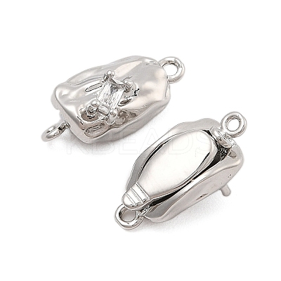 Brass Micro Pave Clear Cubic Zirconia Box Clasps KK-C075-15P-1
