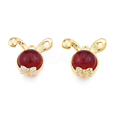 Brass Micro Pave Clear Cubic Zirconia Charms KK-N231-366-1