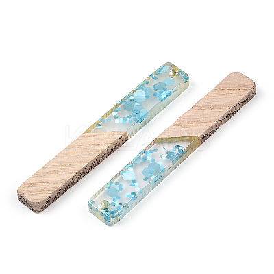 Transparent Resin & White Wood Big Pendants RESI-N039-47-1