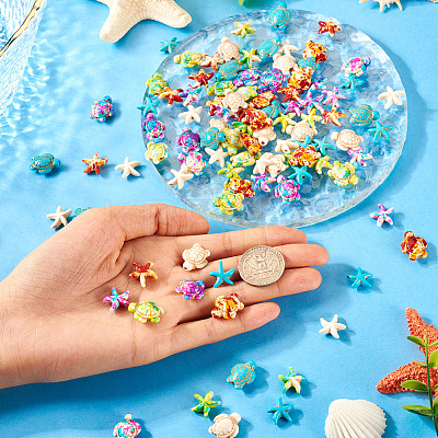 100Pcs 10 Styles Dyed Synthetic Turquoise Beads G-TA0002-04-1