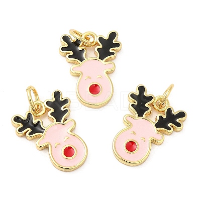 Christmas Rack Plating Brass Enamel Pendants KK-D037-03A-G-1