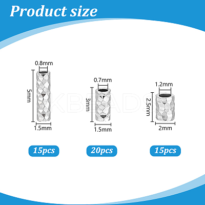 50Pcs 3 Styles 925 Sterling Silver Tube Beads STER-PH0003-48-1