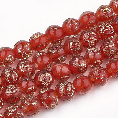 Handmade Gold Sand Lampwork Beads LAMP-T006-05G-1