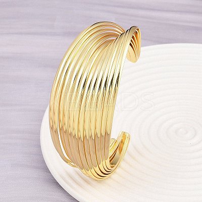 304 Stainless Steel Cuff Bangles for Women BJEW-P363-04G-1
