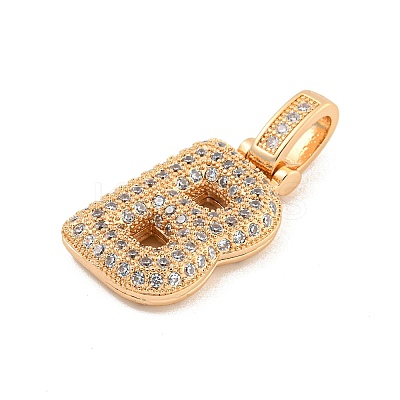 Brass Micro Pave Clear Cubic Zirconia Pendants KK-B099-01G-B-1