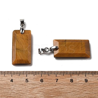 Natural Tiger Eye Faceted Pendants G-U031-04P-04-1