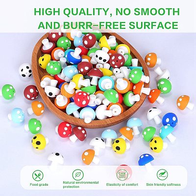 20Pcs Mushroom Silicone Focal Beads JX901D-1