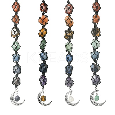 7 Chakra Gemstone Pouch Pendant Decorations HJEW-JM01239-1
