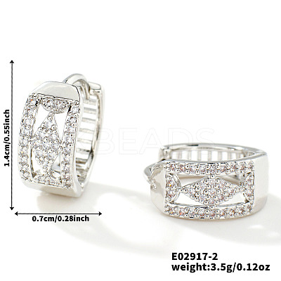 Shiny Hollow Geometric Brass Rhinestone Hoop Earrings Fashion Jewelry KS4813-2-1