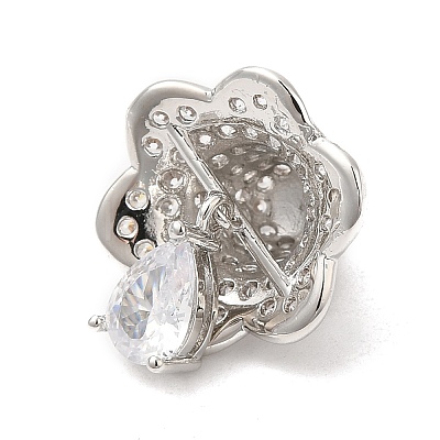 Rack Plating Brass Pave Cubic Zirconia Pendants KK-R150-02P-1