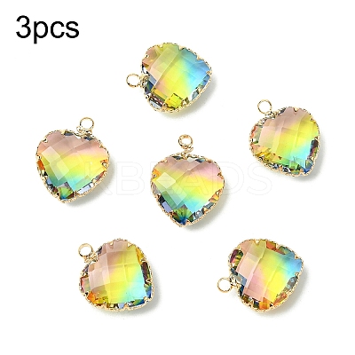 3Pcs K9 Glass Pendants GLAA-YW0004-39A-1