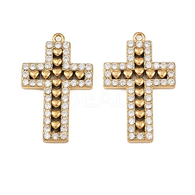 304 Stainless Steel Micro Pave Cubic Zirconia Pendants STAS-A132-04F-G-1