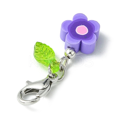 Flower Handmade Polymer Clay Pendant Decorations HJEW-JM01544-02-1
