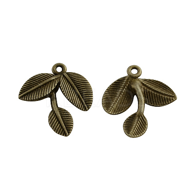 Tibetan Style Alloy Leaf Pendants TIBEP-Q035-67AB-NR-1