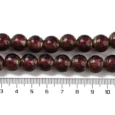 Handmade Gold Sand Lampwork Beads Strands LAMP-P062-01B-1