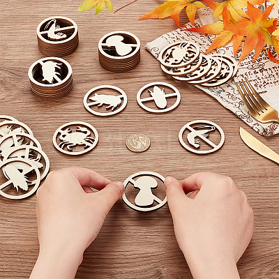100Pcs 5 Styles Unfinished Wooden Cutouts WOOD-OC0002-88-1
