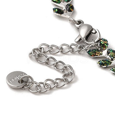Brass Enamel Link Cobs Chains Bracelets with Paillettes for Women BJEW-L685-07P-1
