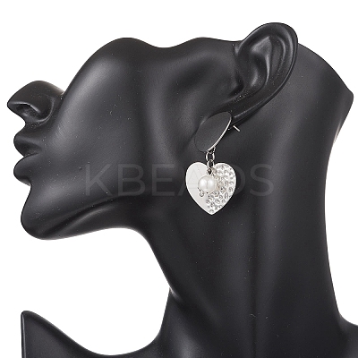 ABS Plastic Imitation Pearl Dangle Stud Earrings EJEW-JE06903-01-1