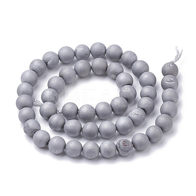 Electroplate Natural Druzy Geode Weathered Agate Beads Strands G-S284-6mm-07-1