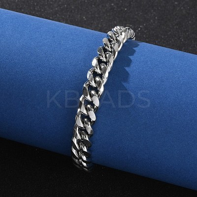 304 Stainless Steel Cuban Link Chain Bracelets for Men BJEW-Z081-01P-03-1