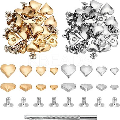 160Sets 8 Styles Heart Alloy Rivets Nails Set FIND-WR0011-67-1