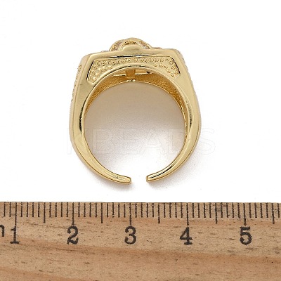 Brass Micro Pave Clear Cubic Zirconia Cuff Rings for Women RJEW-U041-06G-1