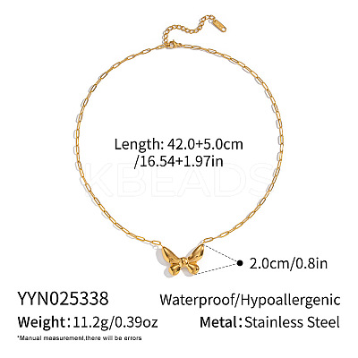 304 Stainless Steel Bowknot Pendant Paperclip Chain Necklaces for Women WQ2768-1
