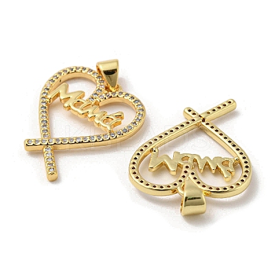 Mother's Day Theme Rack Plating Brass Micro Pave Cubic Zirconia Pendants KK-F869-19G-02-1