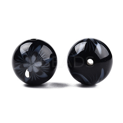 Flower Opaque Resin Beads RESI-T054-001G-1