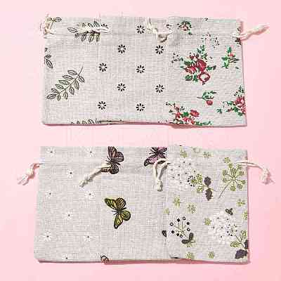 24Pcs 6 Colors Polycotton(Polyester Cotton) Packing Pouches Drawstring Bags ABAG-FS0001-12-1