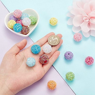 20Pcs 10 Colors AB Color Plated Acrylic Rhinestone Beads OACR-PH0004-01-1