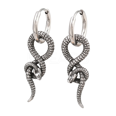 316 Surgical Stainless Snake Hoop Earrings EJEW-C160-15AS-1
