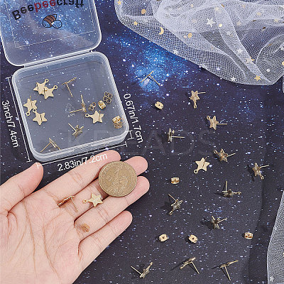 30Pcs 201 Stainless Steel Stud Earring Findings STAS-BBC0002-08-1