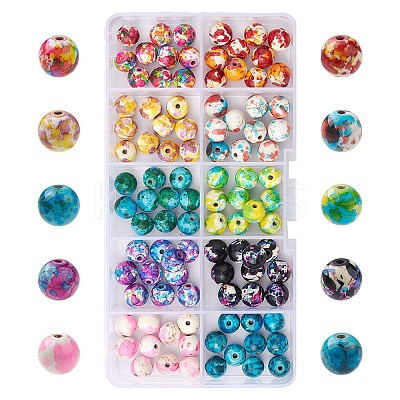 100Pcs 10 Colors Synthetic Turquoise Dyed Beads G-FS0005-71-1