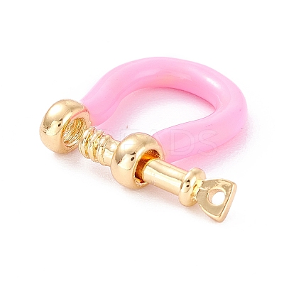 Brass Enamel D-Ring Anchor Shackle Clasps KK-P201-01G-F-1