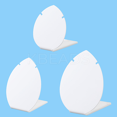 3Pcs 3 Sizes Leaf Shaped Acrylic Slant Back Jewelry Single Pendant Necklace Display Stands ODIS-SC0001-06-1