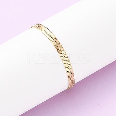 304 Stainless Steel Flat Snake Chain Bracelets LS-BJEW-C134-01B-G-1