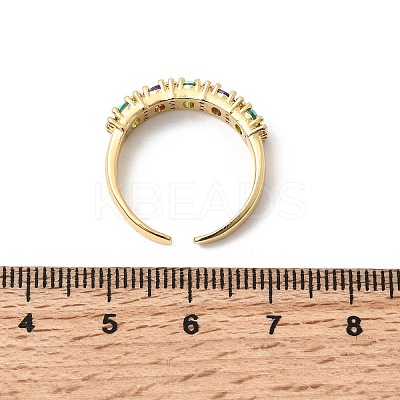 Brass Micro Pave Cubic Zirconia Cuff Rings for Women RJEW-K312-07G-1
