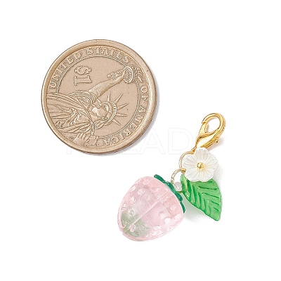 2Pcs Transparent Acrylic Strawberry Pendant Decorations HJEW-JM04318-1