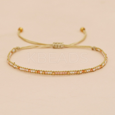 Bohemian Braided Adjustable Glass Seed Beaded Bracelets EX8332-1-1