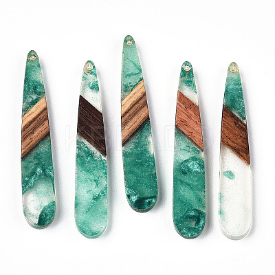 Transparent Resin & Walnut Wood Big Pendants RESI-ZX017-26-1