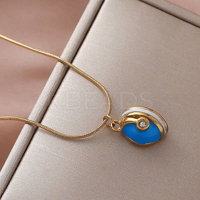 Vintage European 304 Stainless Steel Half Oval Pendant Necklaces for Women PK1289-1