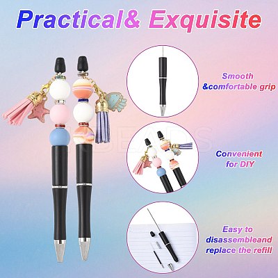 10Pcs ABS Plastic & Iron Ball-Point Pen AJEW-FS0001-41D-1