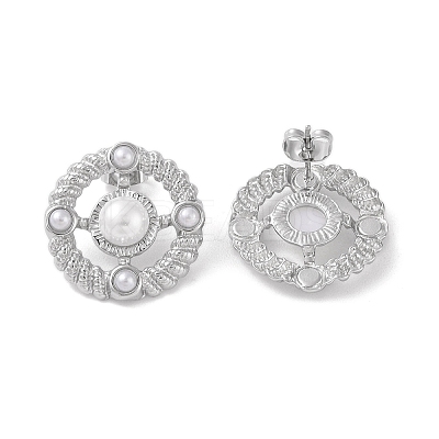 304 Stainless Steel Plastic Bead Stud Earrings EJEW-S227-05P-1