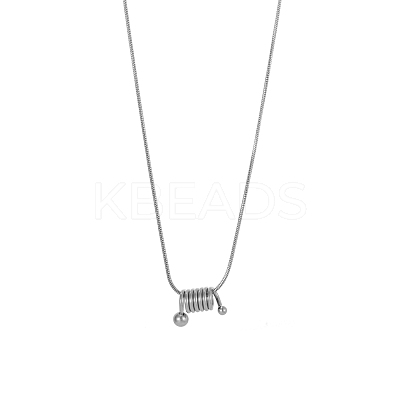 304 Stainless Steel Spiral Spring Pendant Necklaces STAS-OY007-63P-1
