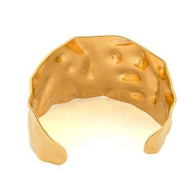Ion Plating(IP) 304 Stainless Steel Textured Wide Open Cuff Bangles BJEW-S151-01G-01-1
