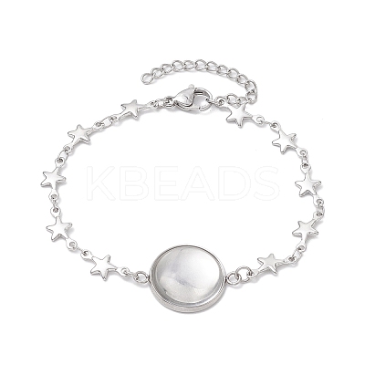 Tarnish Resistant 3Pcs 3 Styles Stainless Steel Bracelet Star & Oval & Cross Link Bracelet Making with Tray BJEW-JB10532-1