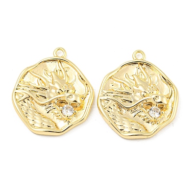 Brass Micro Pave Cubic Zirconia Pendants KK-P258-19G-01-1