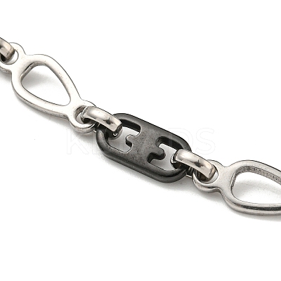 Two Tone 201 Stainless Steel Teardrop & Oval Link Chain Bracelet BJEW-B078-39BP-1