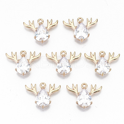 Brass Glass Rhinestone Pendants X-GLAA-S179-24A-RS-1